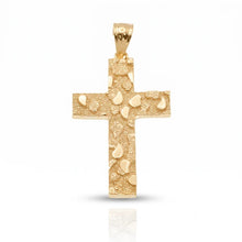 Load image into Gallery viewer, Sterling Silver Gold Plated Nugget Crucifix Pendant