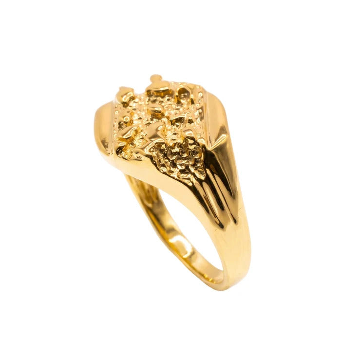 Sterling Silver Gold Plated Men's Nugget Ring