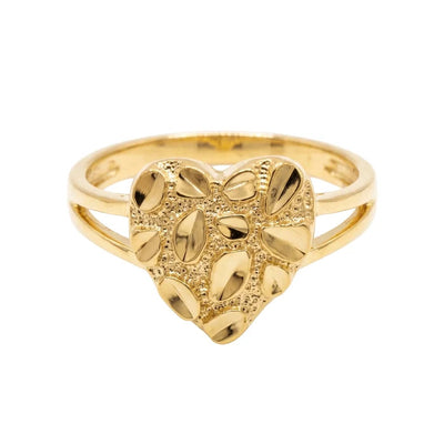 Sterling Silver Gold Plated Heart Nugget Ring