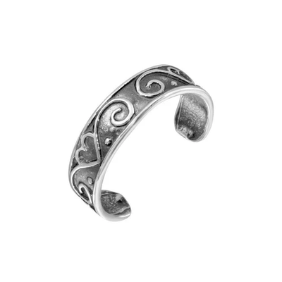 Sterling Silver Calligraphy Curve Heart Toe Ring