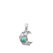 Load image into Gallery viewer, Sterling Silver Oxidized Moon Shaped Turquoise Pendant Face Height-14.3mm