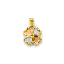 Load image into Gallery viewer, 14K Yellow Gold Tri Color Heart Clover Pendant
