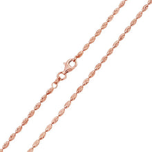 Load image into Gallery viewer, Italian Sterling Silver Rose Gold Plated Oval Curved Bead Chain 002-2.2 mm with Lobster Clasp Closure