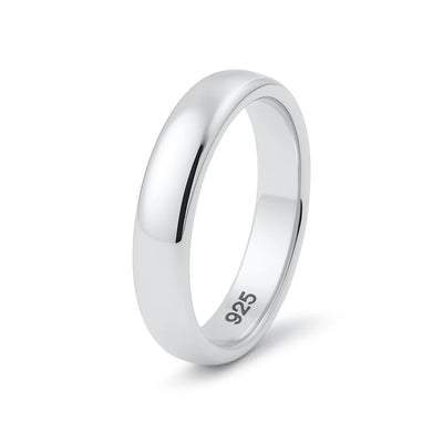 4MM Sterling Silver High Polished Half-Round Light Comfort Fit Classy Dome Wedding Band Ring