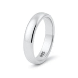 4MM Sterling Silver High Polished Half-Round Light Comfort Fit Classy Dome Wedding Band Ring