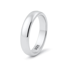 4MM Sterling Silver High Polished Half-Round Light Comfort Fit Classy Dome Wedding Band Ring