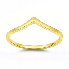 Sterling Silver Yellow Gold Plated Chevron Design Band Ring with Face Height of 5MM