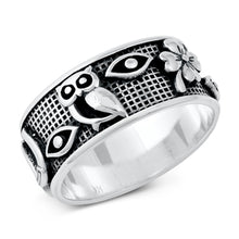 Load image into Gallery viewer, Sterling Silver Oxidized Lucky Charm Ring, Face Height 14mm