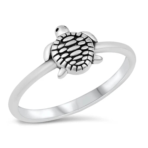 Sterling Silver Oxidized Turtle Ring