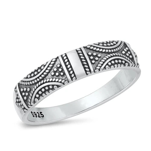 Sterling Silver Oxidized Bali Ring-5mm