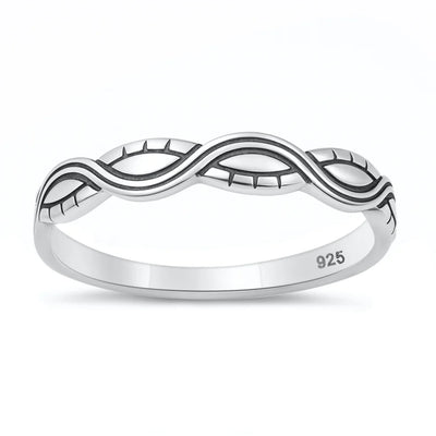 Sterling Silver Oxidized And Polished Wave Infinity Ring