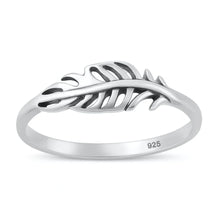 Load image into Gallery viewer, Sterling Silver Oxidized And Polished 6.3mm Feather Ring