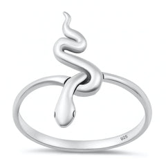 Sterling Silver Oxidized And Polished 22.6mm Snake Ring