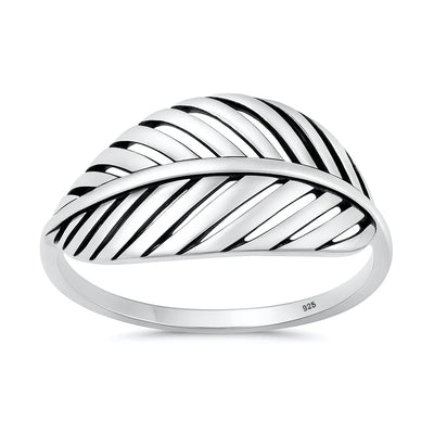 Sterling Silver Oxidized And Polished 12.8mm Leaf Ring