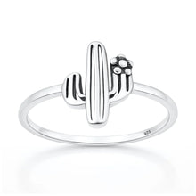 Load image into Gallery viewer, Sterling Silver Oxidized And Polished 12mm Cactus Ring
