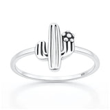 Sterling Silver Oxidized And Polished 12mm Cactus Ring