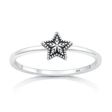 Sterling Silver Oxidized And Polished 6.5mm Star Ring