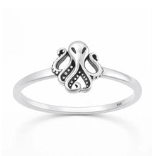 Load image into Gallery viewer, Sterling Silver Oxidized And Polished 8.7mm Octopus Ring