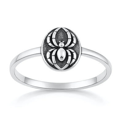 Sterling Silver Oxidized And Polished Oval Spider Ring