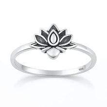Load image into Gallery viewer, Sterling Silver Oxidized And Polished 9.5mm Lotus Ring