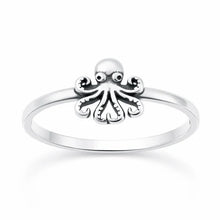 Load image into Gallery viewer, Sterling Silver Oxidized And Polished Octopus 8.5mm Ring