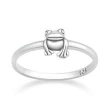 Load image into Gallery viewer, Sterling Silver Oxidized And Polished Hanging Frog Ring