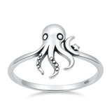Sterling Silver Oxidized And Polished 14.4mm Octopus Ring