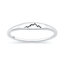 Load image into Gallery viewer, Sterling Silver Oxidized And Polished Signet Mountains Ring