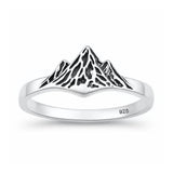 Sterling Silver Oxidized And Polished 8.4mm Mountains Ring
