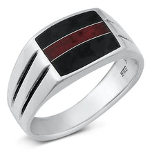 Load image into Gallery viewer, Sterling Silver Black And Red Stone Ring