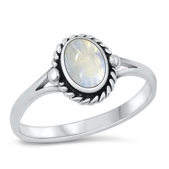 Sterling Silver Oval 9.8mm Moonstone Ring