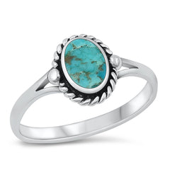Sterling Silver Oval Turquoise 10mm Ring