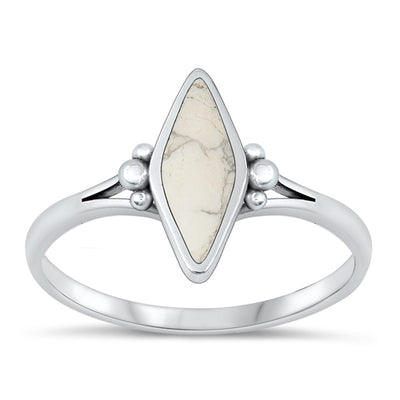 Sterling Silver Oxidized White Buffalo Turquoise Ring