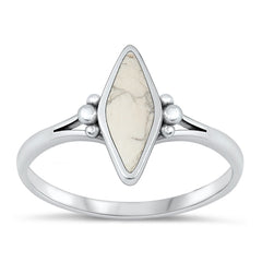 Sterling Silver Oxidized White Buffalo Turquoise Ring