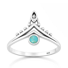 Load image into Gallery viewer, Sterling Silver Oxidized And Polished V Shape Turquoise Ring
