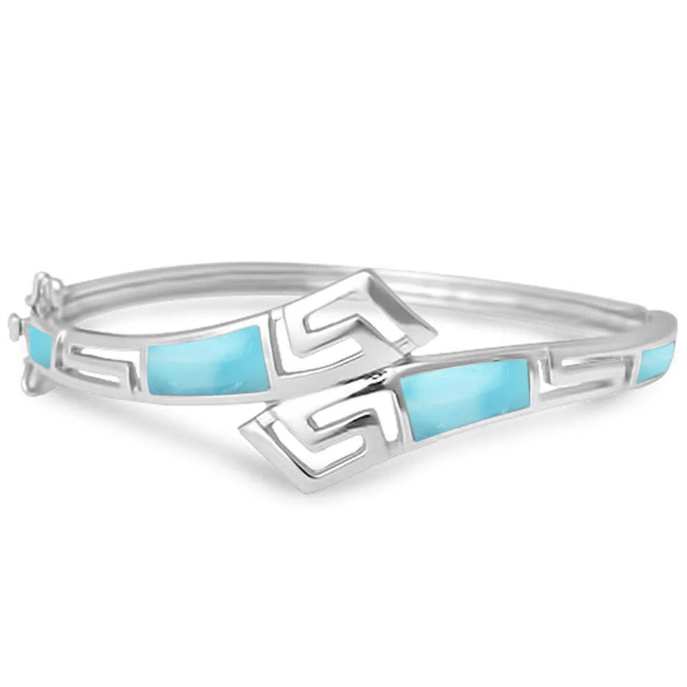 Sterling Silver 60mm Larimar Bangle, Length 7.5"