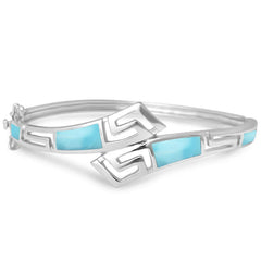 Sterling Silver 60mm Larimar Bangle, Length 7.5