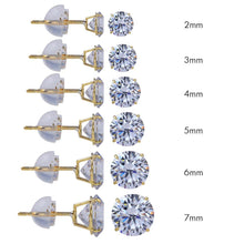 Load image into Gallery viewer, (Pack of 12)14K Yellow Gold round Silicone Backing CZ Stud Earrings