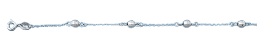 Sterling Silver Rhodium Plated Beads Anklet