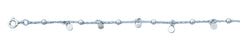 Sterling Silver Rhodium Plated Disc And Bead Anklet