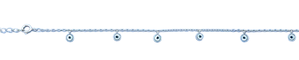 Sterling Silver Mother of Pearl Evil Eye Anklet