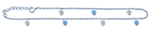 Load image into Gallery viewer, Sterling Silver Rhodium Plated Hanging Heart Clear CZ And Blue Lab Opal Anklet Length-9+1inches Extension