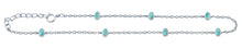 Load image into Gallery viewer, Sterling Silver Rhodium Plated Oval Turquoise Stone Anklet