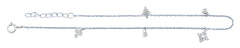 Sterling Silver Rhodium Plated CZ Charm Anklet