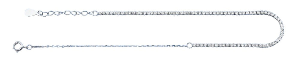 Sterling Silver Diamond Cut CZ Tennis Anklet