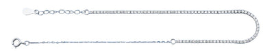 Sterling Silver Diamond Cut CZ Tennis Anklet