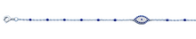 Load image into Gallery viewer, Sterling Silver Rhodium Plated Blue And Clear CZ Evil Eye Anklet