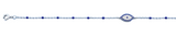 Sterling Silver Rhodium Plated Blue And Clear CZ Evil Eye Anklet