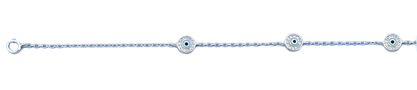 Sterling Silver Rhodium Plated Evil Eye Clear CZ Anklet