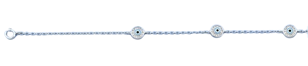 Sterling Silver Rhodium Plated Clear CZ Anklet Length-9+1inches Extension, Charm Height-6.2mm-Chain Thickness-1.4mm